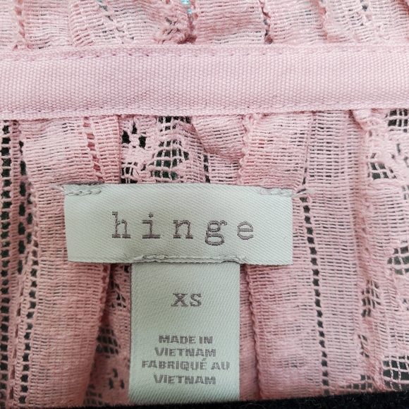 Hinge Lace Long Sleeve Romantic Tie Front Blouse - Picture 4 of 10